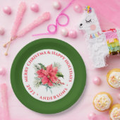 クリスマスポインセチアカスタムブーケ文字 ペーパープレート (パーティー)