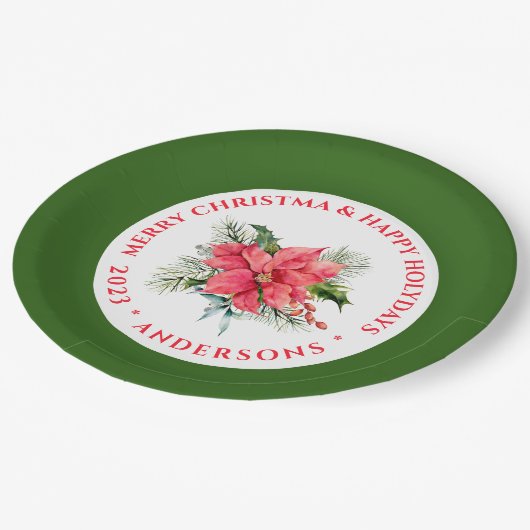 クリスマスポインセチアカスタムブーケ文字 ペーパープレート (アングル)