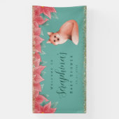 クリスマスポインセチアキツネ金ゴールドキラベビーシャワー 横断幕 (縦)