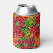 クリスマスポインセチアクーラーボックス 缶クーラー (缶正面)