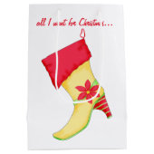 クリスマスポインセチアストッキング ミディアムペーパーバッグ (裏面)