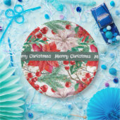 クリスマスポインセチアデザイン紙プレート ペーパープレート (パーティー)