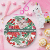 クリスマスポインセチアデザイン紙プレート ペーパープレート (パーティー)