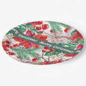クリスマスポインセチアデザイン紙プレート ペーパープレート (アングル)