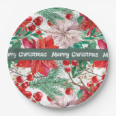 クリスマスポインセチアデザイン紙プレート ペーパープレート (正面)