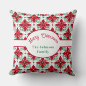 クリスマスポインセチアパーソナライズされた模様 クッション (正面)