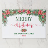 クリスマスポインセチアパーティー紙ランチョンマット ペーパーパッド (正面)