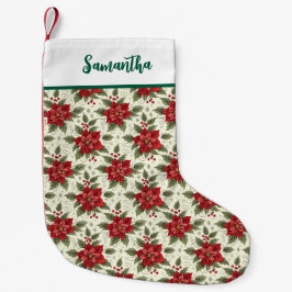 クリスマスポインセチアフラワーのクリスマスストッキング スモールクリスマスストッキング