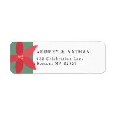 クリスマスポインセチアフラワー差出人住所 ラベル (正面)