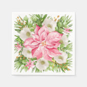 クリスマスポインセチアフローラホリデイ スタンダードカクテルナプキン (正面)