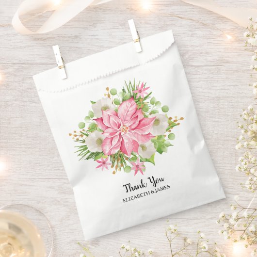 クリスマスポインセチアフローラホリデイ フェイバーバッグ (クリップ留めされた状態)