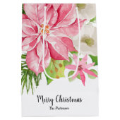 クリスマスポインセチアフローラホリデイ ミディアムペーパーバッグ (裏面)