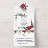クリスマスポインセチアフローラホリデーウィンター オールインワン招待状 (内側)