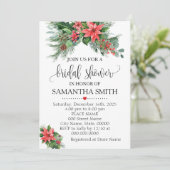 クリスマスポインセチアフローラホリデーブライダルシャワー 招待状 (スタンド正面)