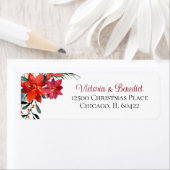 クリスマスポインセチアフローラホリデー差出人住所 ラベル (インサイチュ)