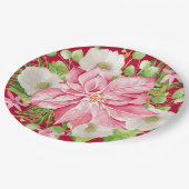 クリスマスポインセチアフローラレッドホリデイ ペーパープレート (アングル)