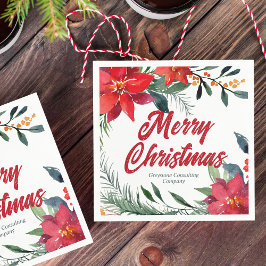 クリスマスポインセチアフローラ会社ホリデーパーティー スタンダードカクテルナプキン