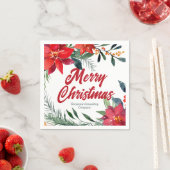クリスマスポインセチアフローラ会社ホリデーパーティー スタンダードカクテルナプキン (インサイチュ)