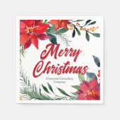 クリスマスポインセチアフローラ会社ホリデーパーティー スタンダードカクテルナプキン (正面)