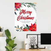 クリスマスポインセチアフローラ会社ホリデーパーティー ポスター (ホームオフィス)