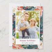 クリスマスポインセチアフローラ4写真コラージュ シーズンカード (正面)