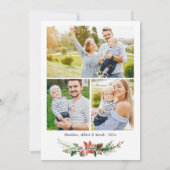 クリスマスポインセチアフローラ4写真コラージュ シーズンカード (裏面)