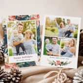 クリスマスポインセチアフローラ4写真コラージュ シーズンカード