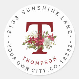 クリスマスポインセチアモノグラム住所 シール