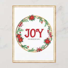 クリスマスポインセチアリースレッドゴールデングリーン ポストカード