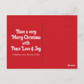 クリスマスポインセチアリースレッドゴールデングリーン ポストカード (裏面)