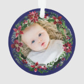 クリスマスポインセチアリース祖父母の写真 オーナメント (裏面)