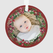 クリスマスポインセチアリース祖父母の写真 オーナメント (裏面)