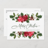 クリスマスポインセチア企業のホリデー ポストカード (正面/裏面)