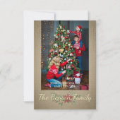 クリスマスポインセチア写真ファミリーテキスタイルテクスチャ ノートカード (正面)