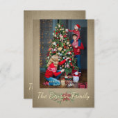 クリスマスポインセチア写真ファミリーテキスタイルテクスチャ ノートカード (正面/裏面)