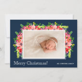 クリスマスポインセチア写真誕生のお知らせ シーズンカード (正面)