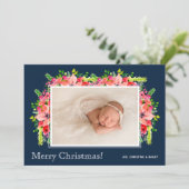 クリスマスポインセチア写真誕生のお知らせ シーズンカード (スタンド正面)