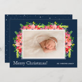 クリスマスポインセチア写真誕生のお知らせ シーズンカード (正面/裏面)