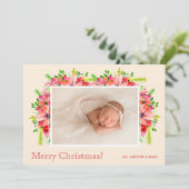 クリスマスポインセチア写真誕生のお知らせ シーズンカード (スタンド正面)