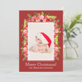 クリスマスポインセチア写真誕生のお知らせ シーズンカード (スタンド正面)