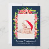 クリスマスポインセチア写真誕生のお知らせ シーズンカード (正面)