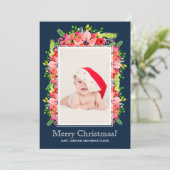 クリスマスポインセチア写真誕生のお知らせ シーズンカード (スタンド正面)
