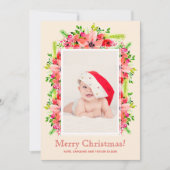 クリスマスポインセチア写真誕生のお知らせ シーズンカード (正面)