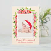 クリスマスポインセチア写真誕生のお知らせ シーズンカード (スタンド正面)