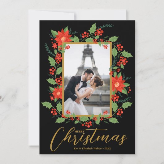 クリスマスポインセチア写真 シーズンカード (正面)