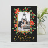 クリスマスポインセチア写真 シーズンカード (スタンド正面)