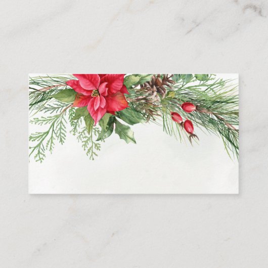 クリスマスポインセチア冬の結婚緑 エンクロージャーカード (裏面)