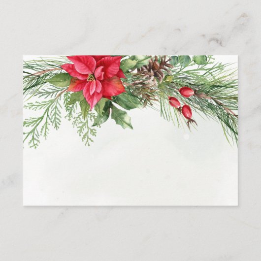 クリスマスポインセチア冬の結婚緑 エンクロージャーカード (裏面)