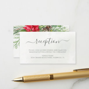 クリスマスポインセチア冬の結婚緑 エンクロージャーカード