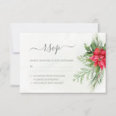 クリスマスポインセチア冬の緑の植物学 出欠カード (正面)